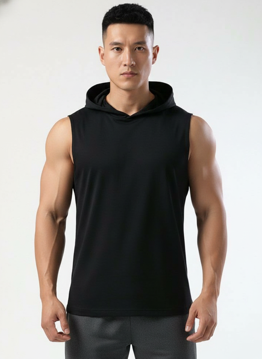 Men's Sleeveless Hooded Gym T-Shirt | Premium Athletic Muscle Fit Hoodie | Training & Casual Wear