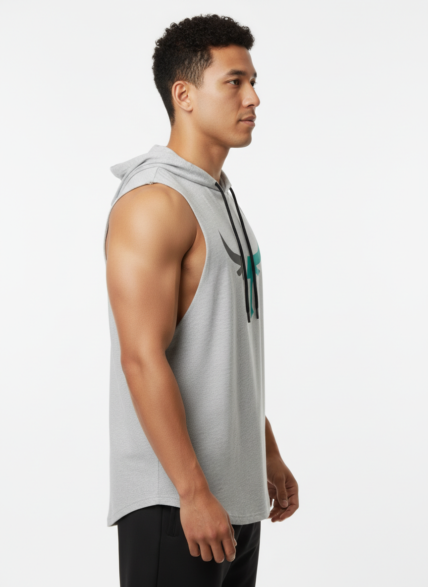 Men's Sleeveless Hooded Gym T-Shirt | Premium Athletic Muscle Fit Hoodie | Training & Casual Wear