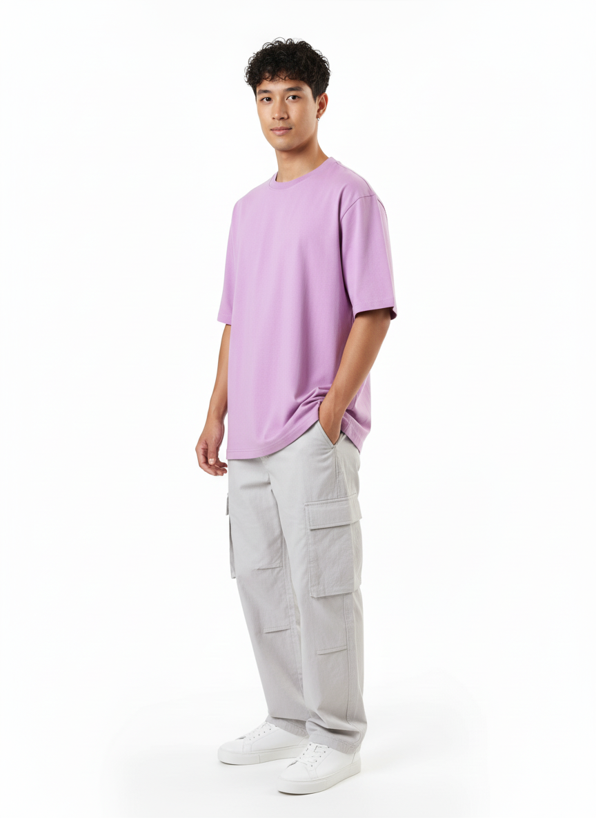 Men's Premium Oversized Cotton T-Shirt | Relaxed Fit Heavyweight Round Neck