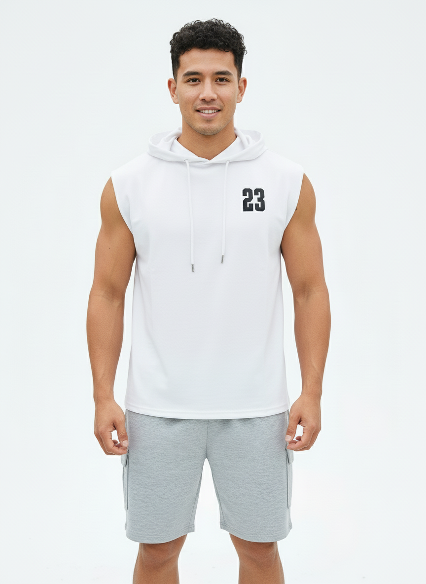 Men's Black Sleeveless Hooded Gym T-Shirt | Premium Athletic Muscle Fit Hoodie | Training & Casual Wear