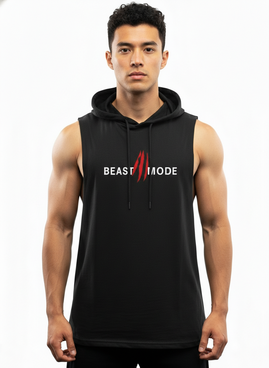 Men's Sleeveless Hooded Gym T-Shirt | Premium Athletic Muscle Fit Hoodie | Training & Casual Wear