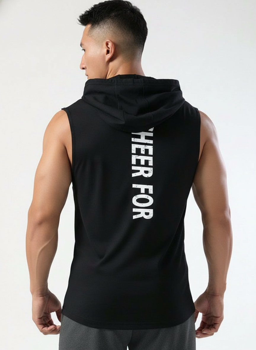 Men's Sleeveless Hooded Gym T-Shirt | Premium Athletic Muscle Fit Hoodie | Training & Casual Wear