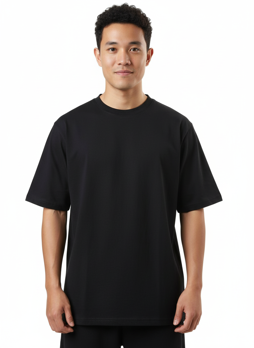 Men's Premium Oversized Cotton T-Shirt | Relaxed Fit Heavyweight Round Neck