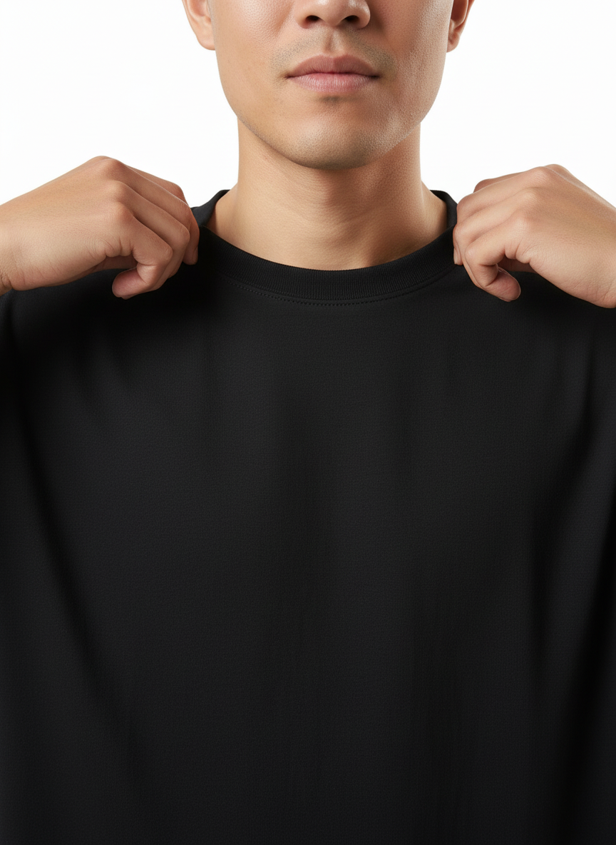 Men's Premium Oversized Cotton T-Shirt | Relaxed Fit Heavyweight Round Neck