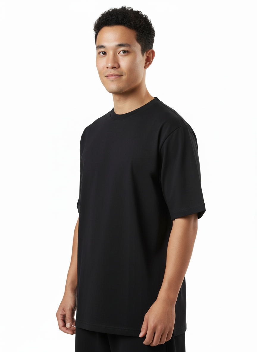 Men's Premium Oversized Cotton T-Shirt | Relaxed Fit Heavyweight Round Neck