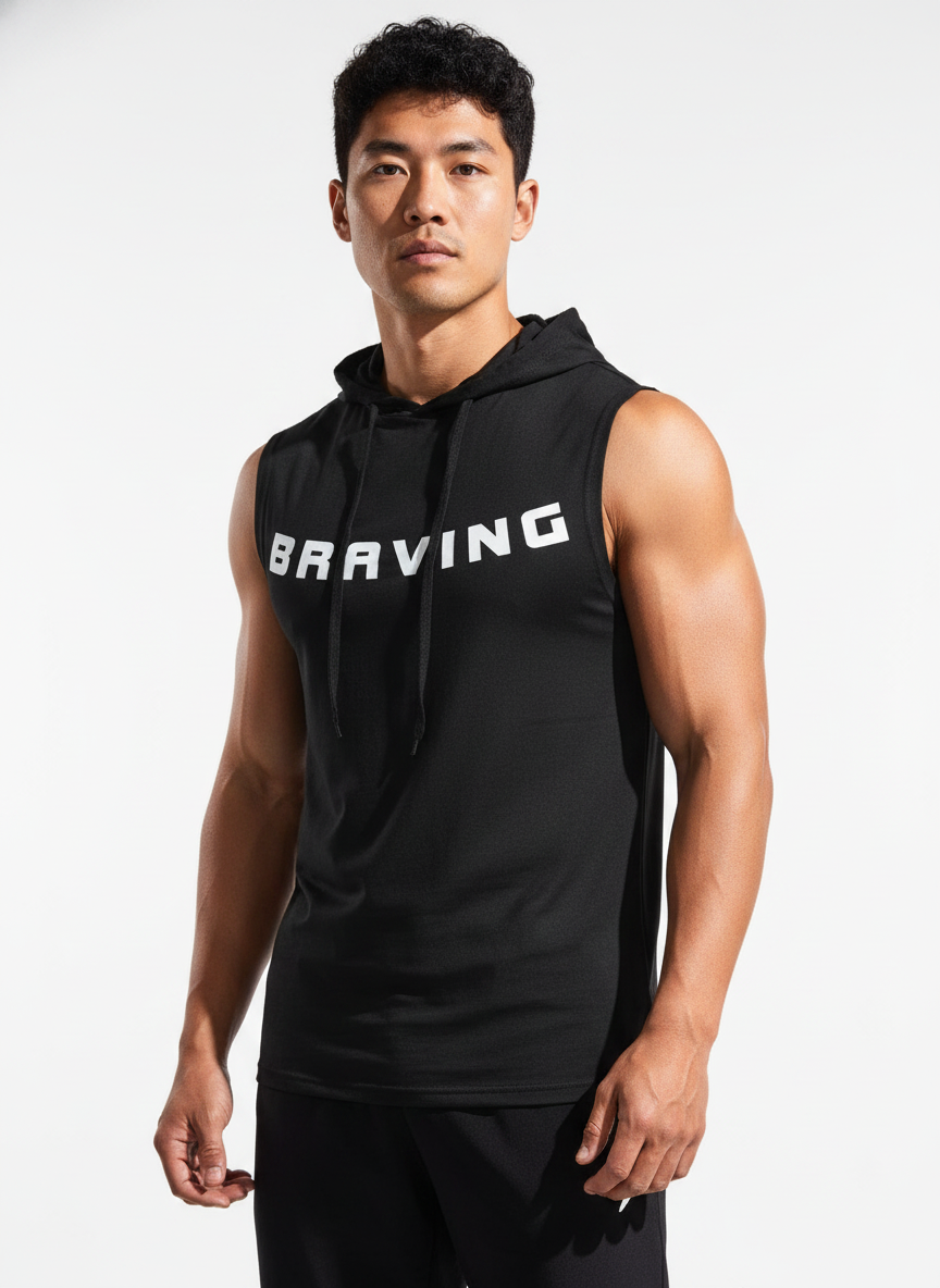 Men's Sleeveless Hooded Gym T-Shirt | Premium Athletic Muscle Fit Hoodie | Training & Casual Wear