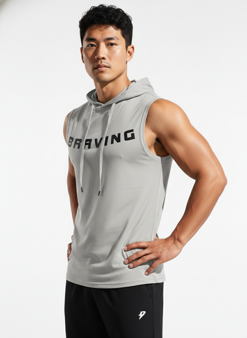 Men's Sleeveless Hooded Gym T-Shirt | Premium Athletic Muscle Fit Hoodie | Training & Casual Wear