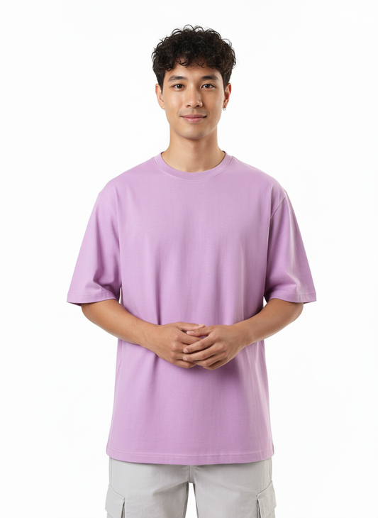 Men's Premium Oversized Cotton T-Shirt | Relaxed Fit Heavyweight Round Neck