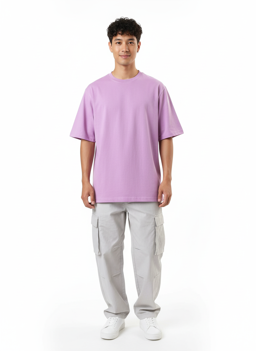 Men's Premium Oversized Cotton T-Shirt | Relaxed Fit Heavyweight Round Neck