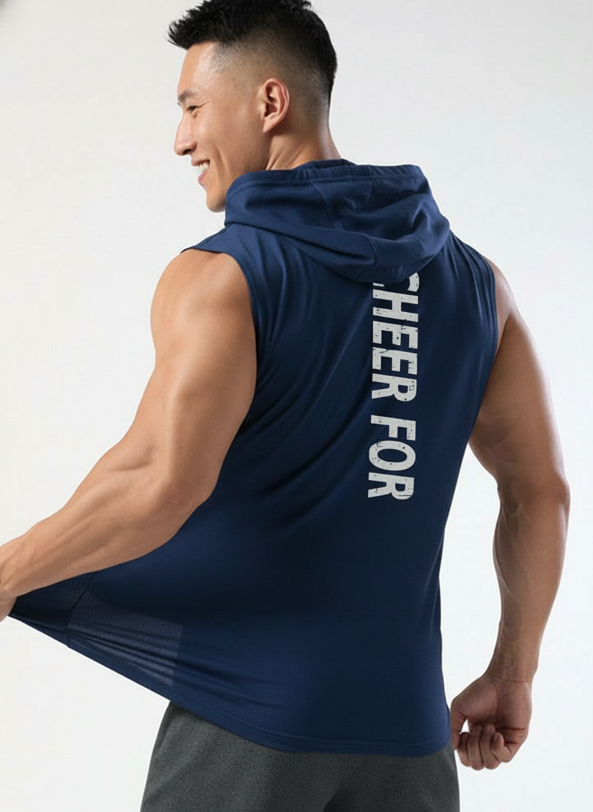 Men's Sleeveless Hooded Gym T-Shirt | Premium Athletic Muscle Fit Hoodie | Training & Casual Wear