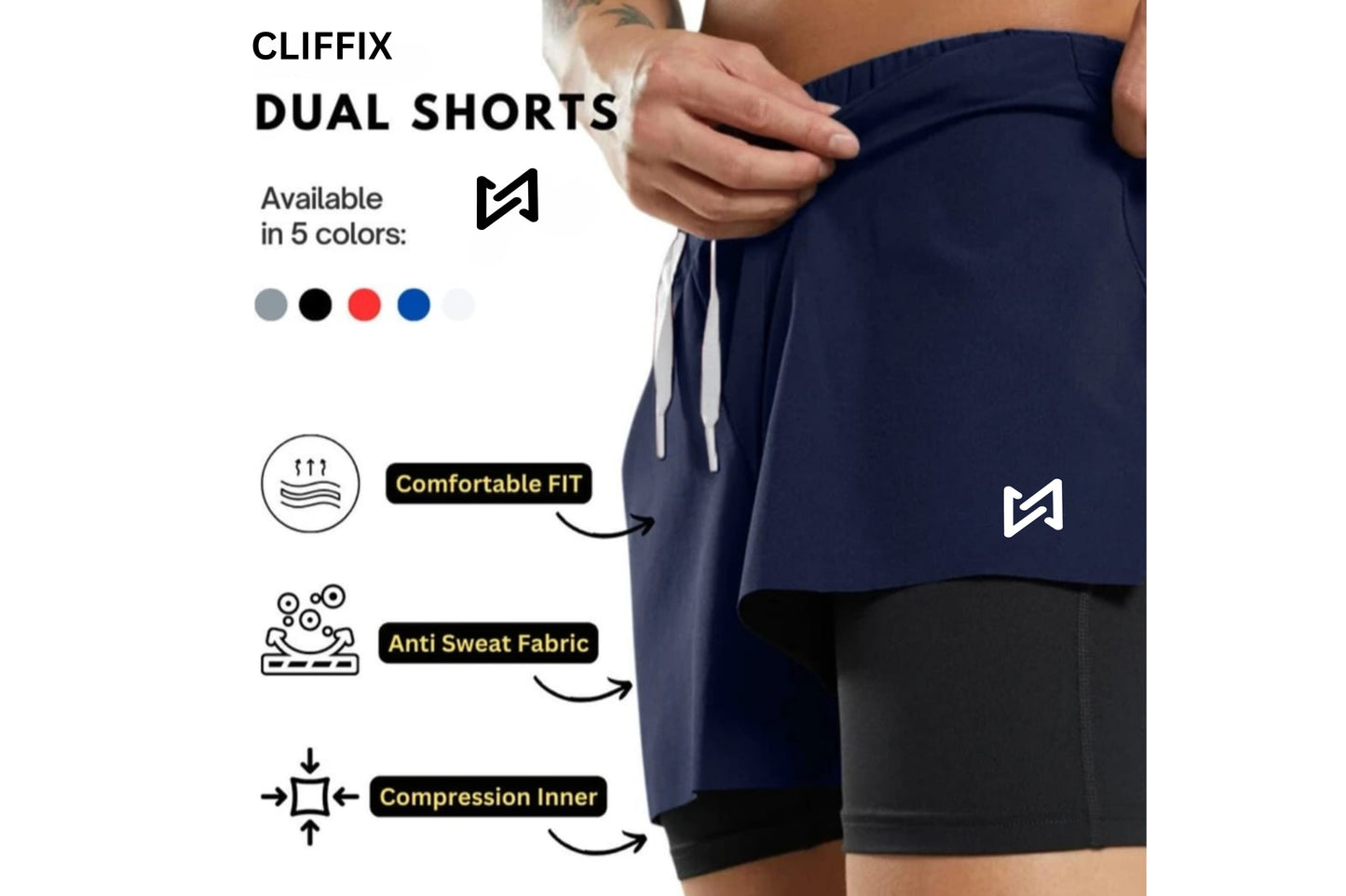 Men's 2-in-1 Running Shorts with Compression Liner | Quick-Dry Athletic Gym Shorts with Phone Pocket