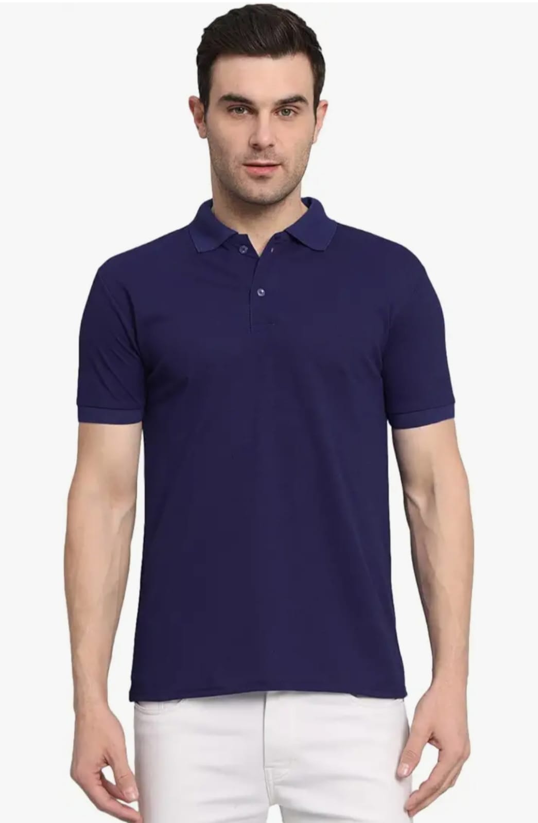 Men's Premium Navy Blue Polo T-Shirt | Cotton Blend Regular Fit Polo Neck Casual & Office Wear