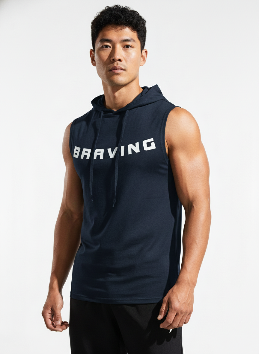 Men's Sleeveless Hooded Gym T-Shirt | Premium Athletic Muscle Fit Hoodie | Training & Casual Wear