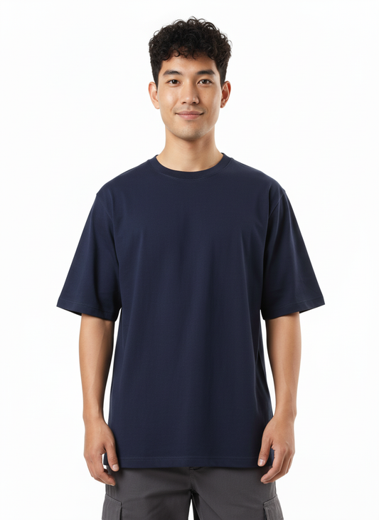 Men's Premium Oversized Cotton T-Shirt | Relaxed Fit Heavyweight Round Neck