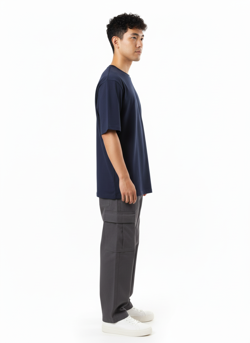 Men's Premium Oversized Cotton T-Shirt | Relaxed Fit Heavyweight Round Neck
