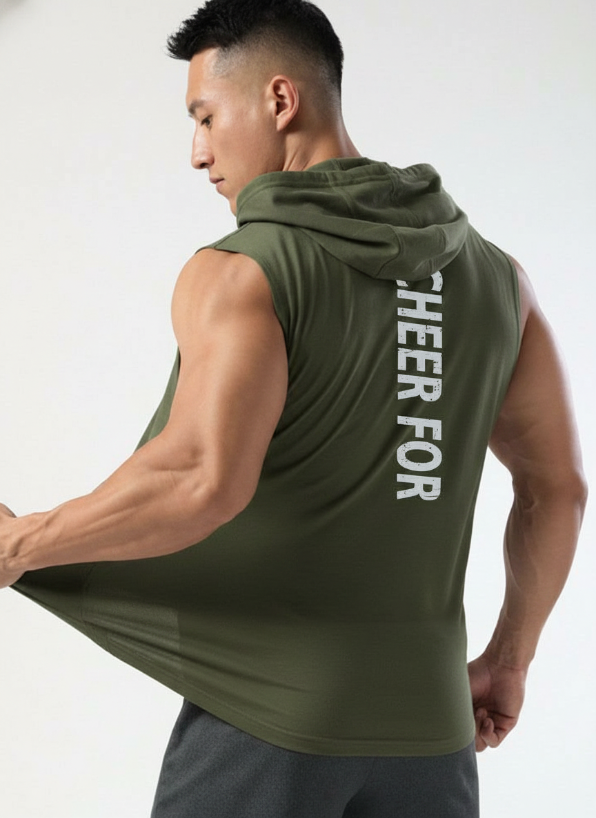 Men's Sleeveless Hooded Gym T-Shirt | Premium Athletic Muscle Fit Hoodie | Training & Casual Wear