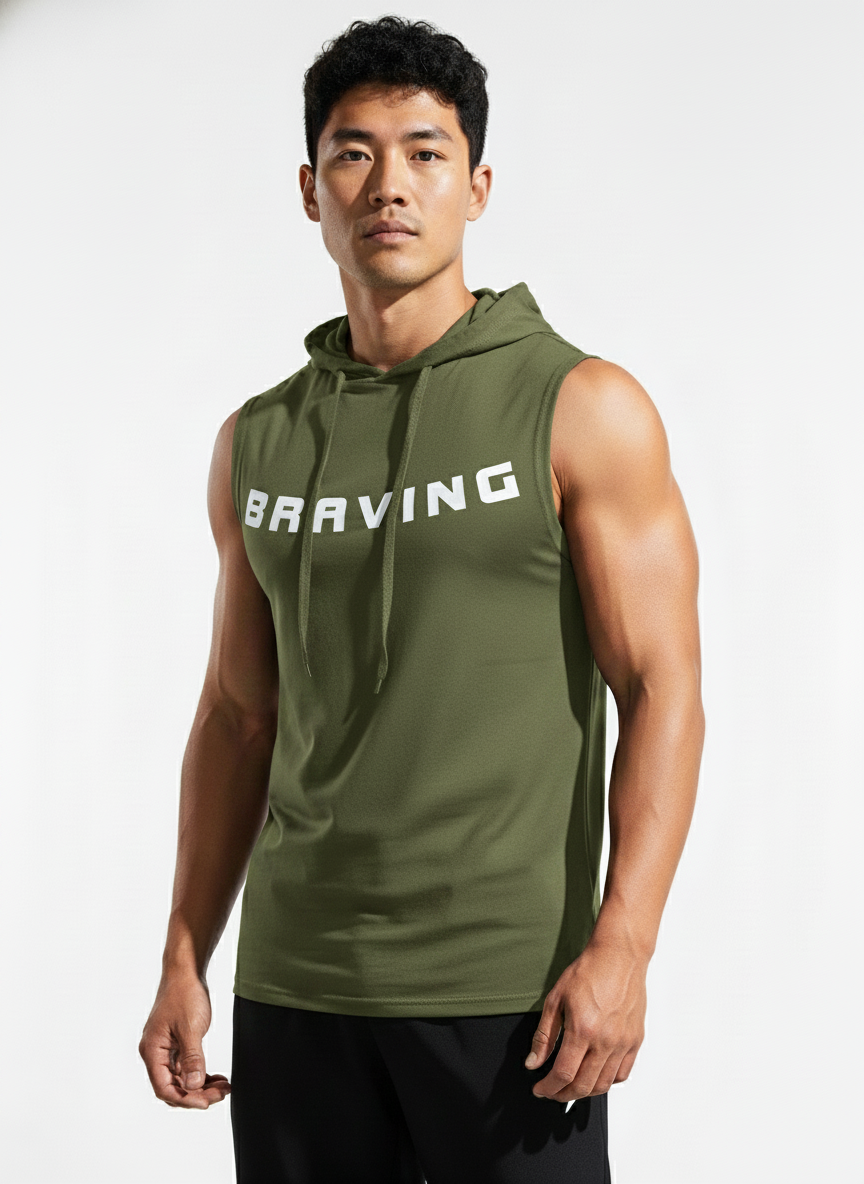 Men's Sleeveless Hooded Gym T-Shirt | Premium Athletic Muscle Fit Hoodie | Training & Casual Wear
