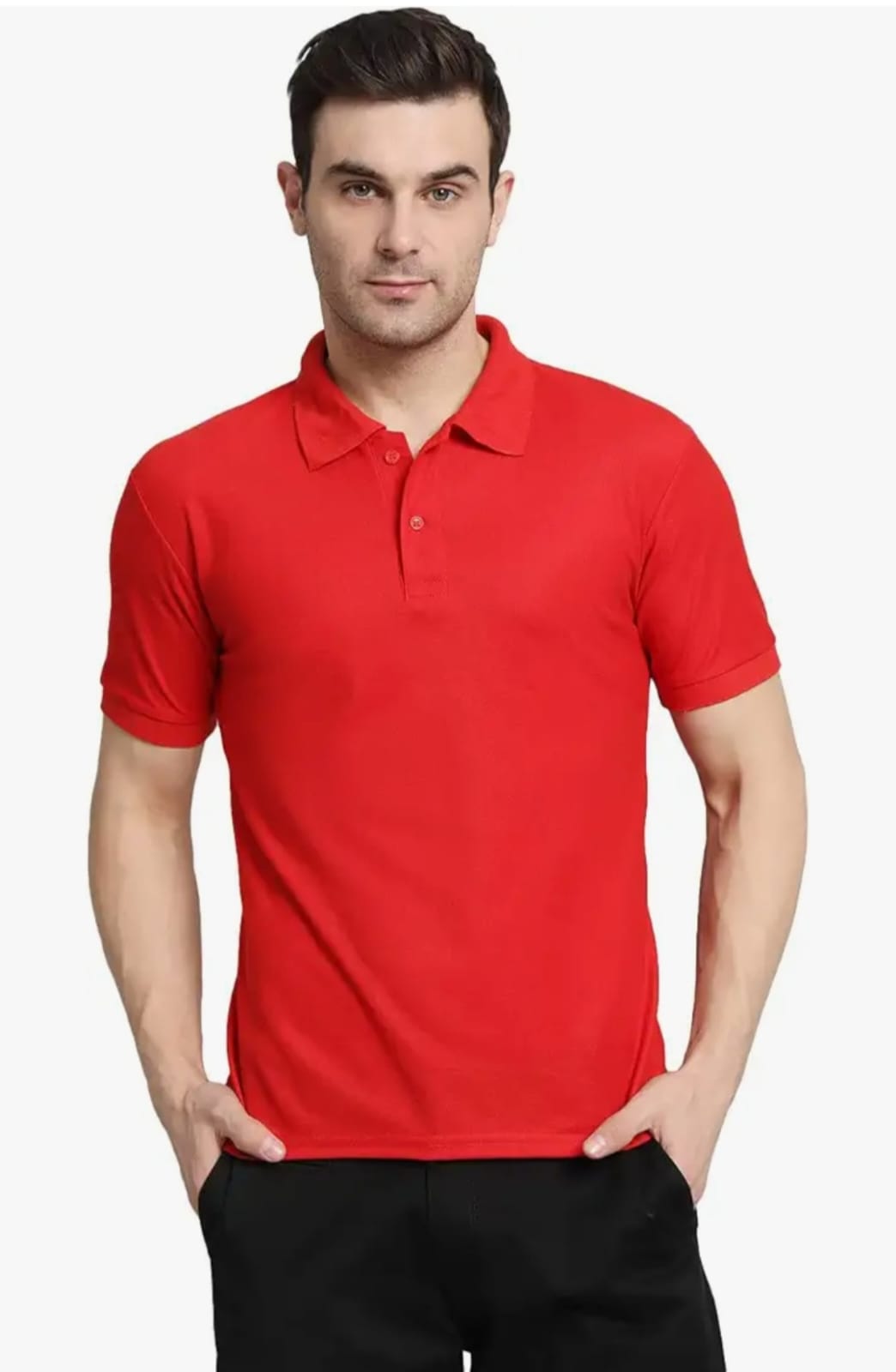 Men's Premium Red Polo T-Shirt | Cotton Blend Regular Fit Polo Neck Casual & Office Wear