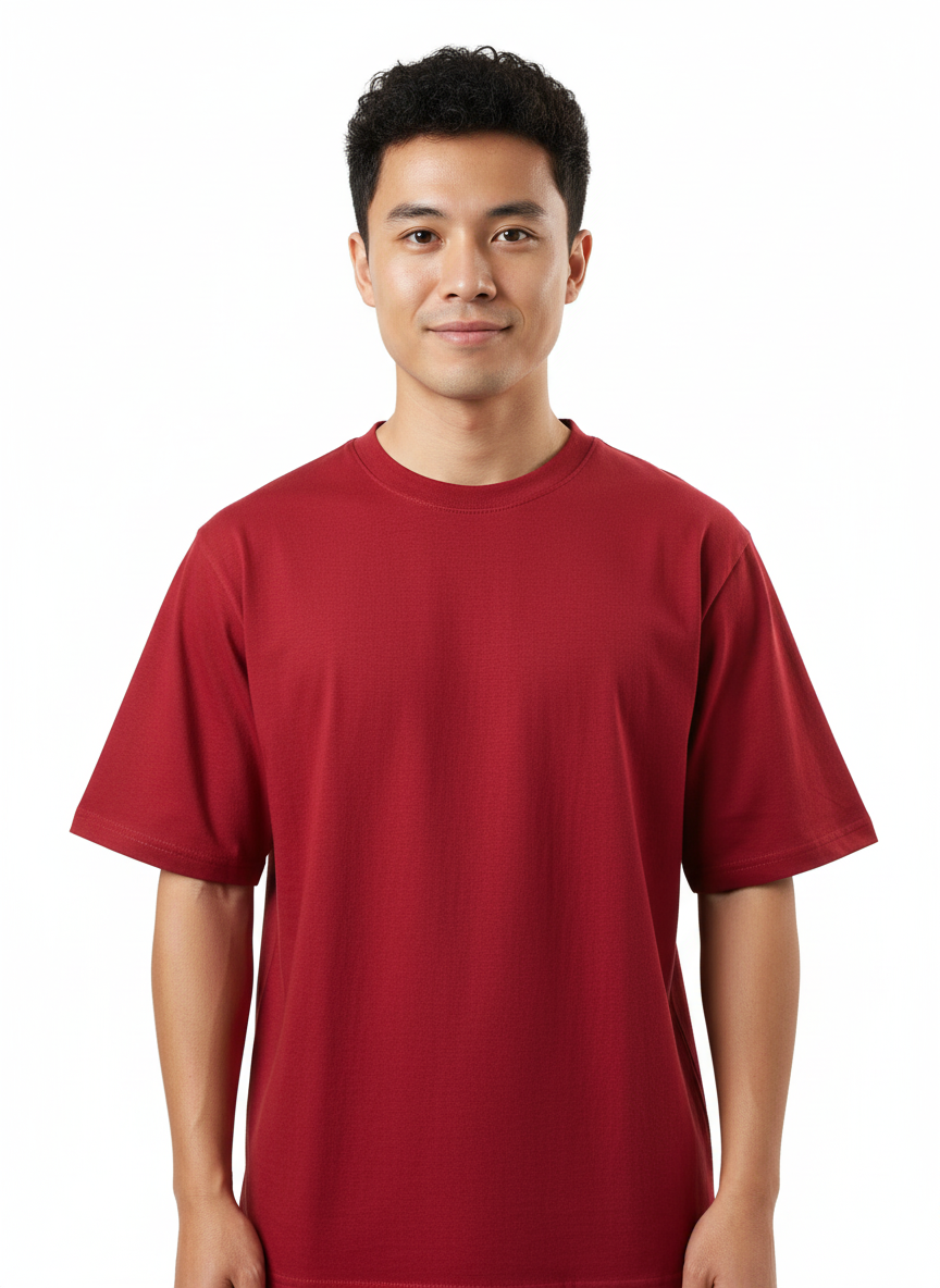 Men's Premium Oversized Cotton T-Shirt | Relaxed Fit Heavyweight Round Neck
