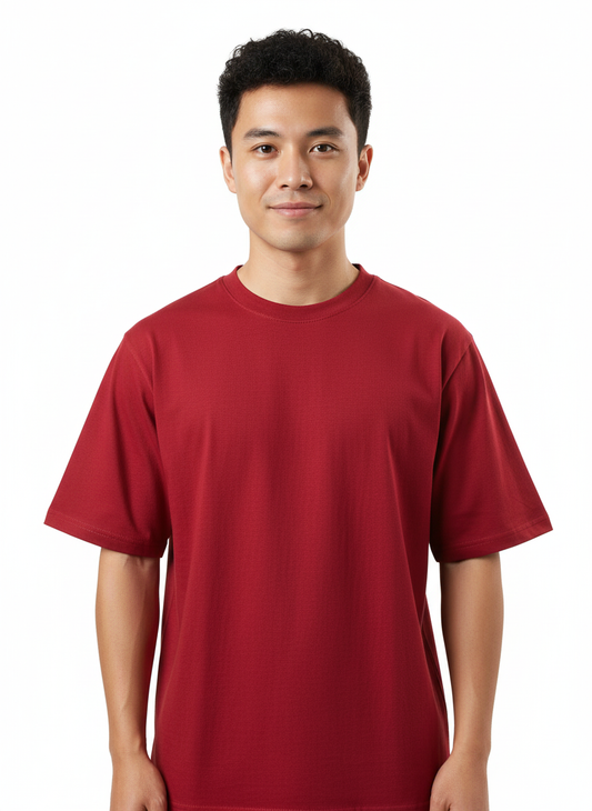 Men's Premium Oversized Cotton T-Shirt | Relaxed Fit Heavyweight Round Neck