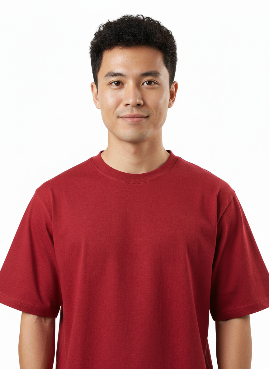 Men's Premium Oversized Cotton T-Shirt | Relaxed Fit Heavyweight Round Neck