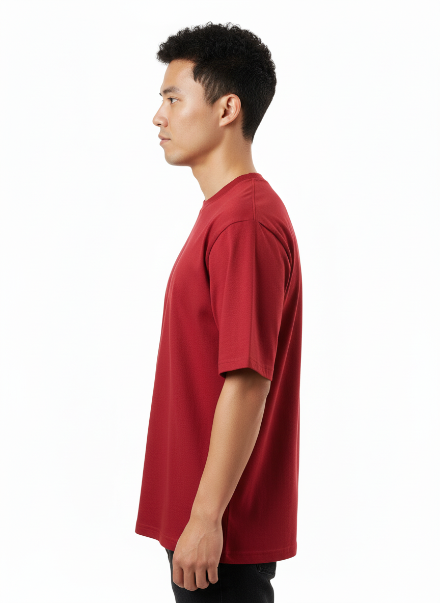 Men's Premium Oversized Cotton T-Shirt | Relaxed Fit Heavyweight Round Neck