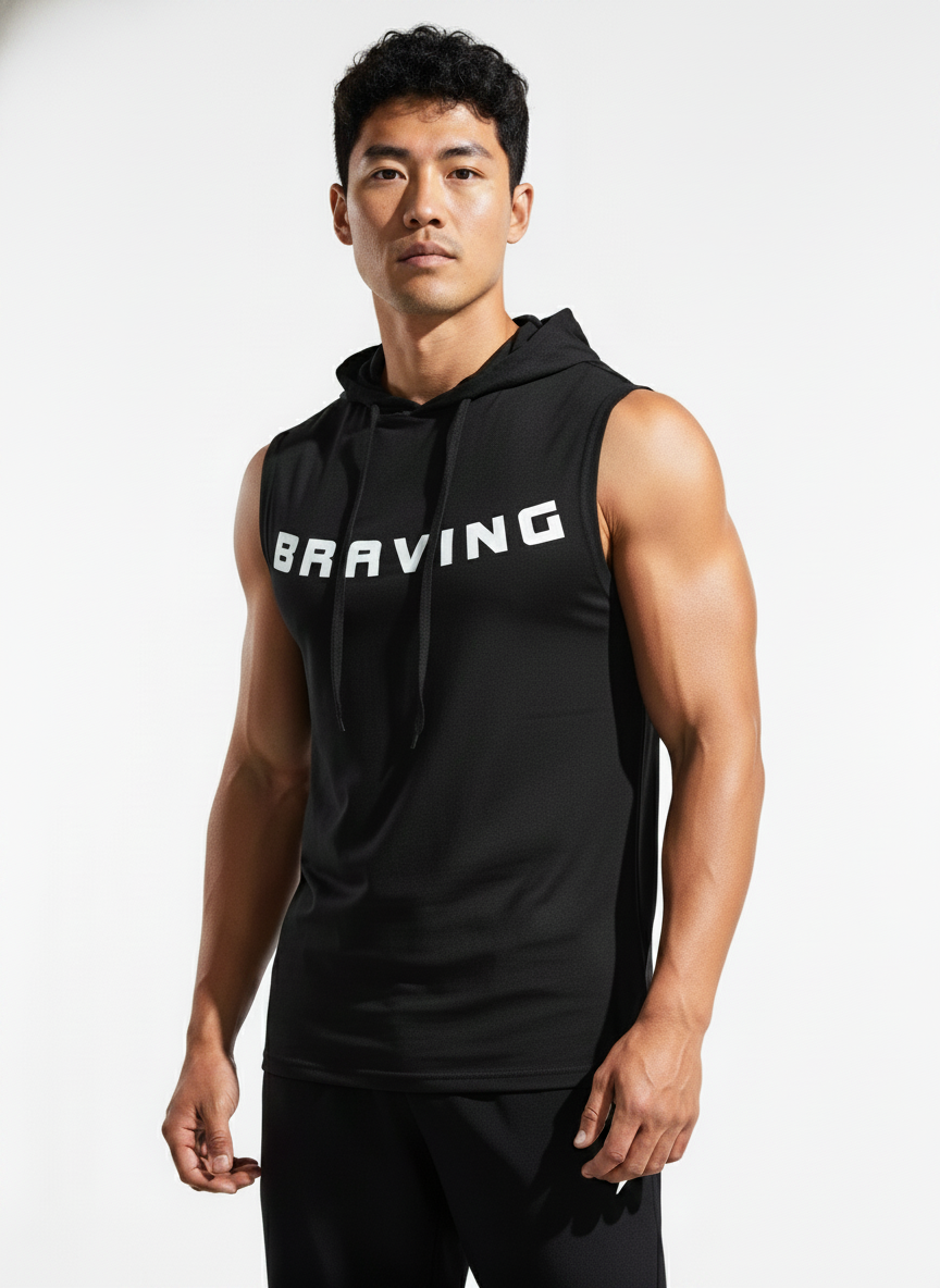 Men's Sleeveless Hooded Gym T-Shirt | Premium Athletic Muscle Fit Hoodie | Training & Casual Wear