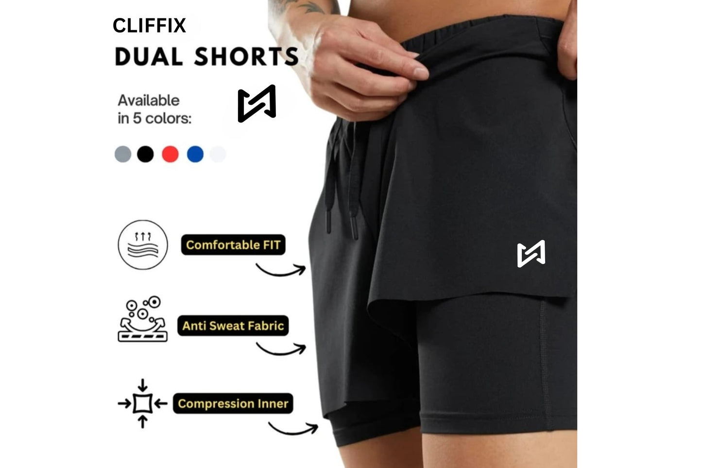 Men's 2-in-1 Running Shorts with Compression Liner | Quick-Dry Athletic Gym Shorts with Phone Pocket