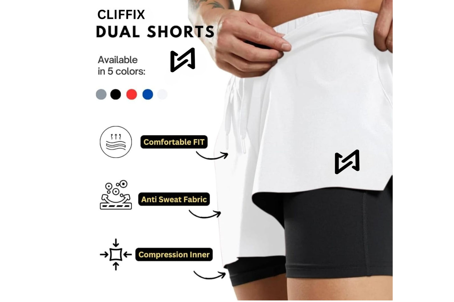 Men's 2-in-1 Running Shorts with Compression Liner | Quick-Dry Athletic Gym Shorts with Phone Pocket