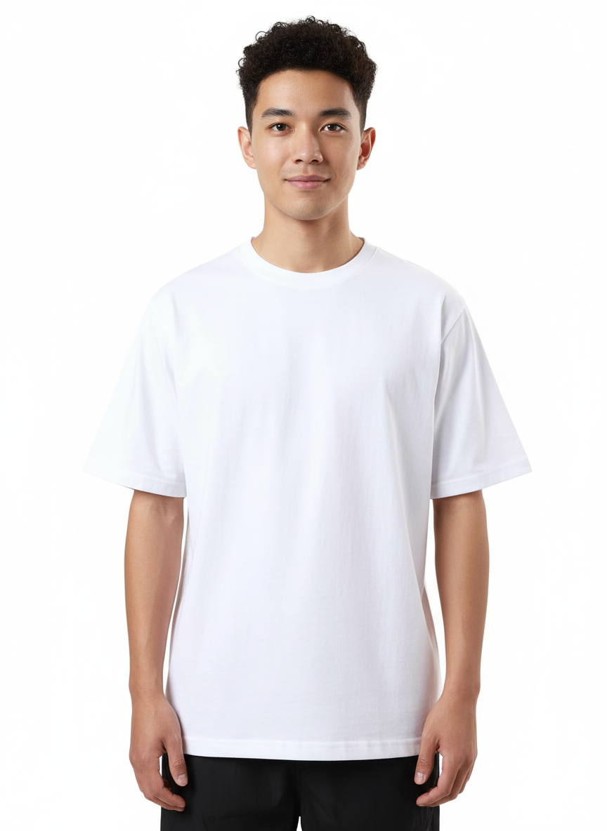 Men's Premium Oversized Cotton T-Shirt | Relaxed Fit Heavyweight Round Neck