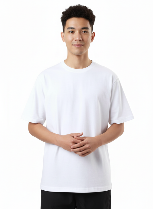 Men's Premium Oversized Cotton T-Shirt | Relaxed Fit Heavyweight Round Neck