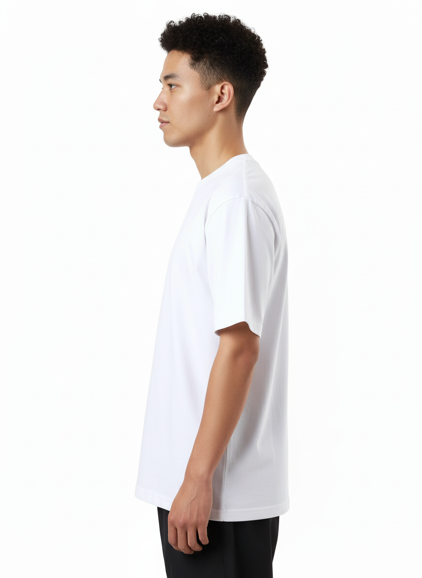 Men's Premium Oversized Cotton T-Shirt | Relaxed Fit Heavyweight Round Neck