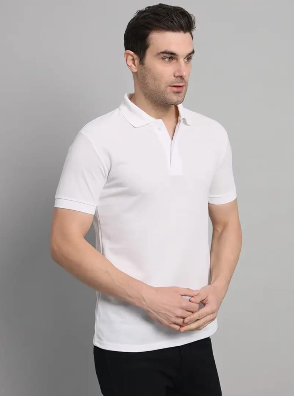 Men's Premium White Polo T-Shirt | Cotton Blend Regular Fit Polo Neck Casual & Office Wear