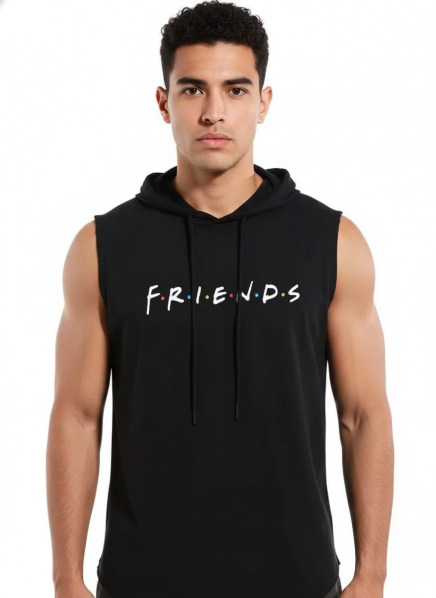 Men's Sleeveless Hooded Gym T-Shirt | Athletic Workout Hoodie