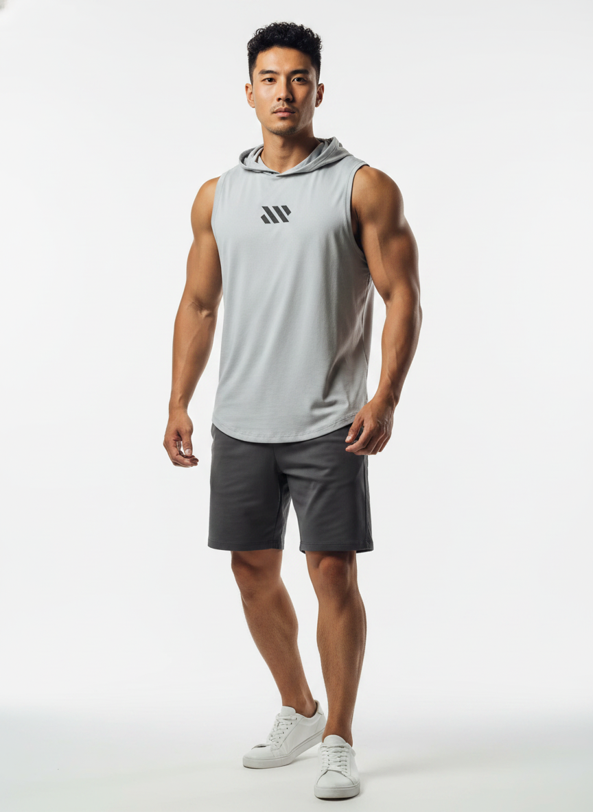 Men's Sleeveless Hooded Gym T-Shirt | Athletic Workout Hoodie