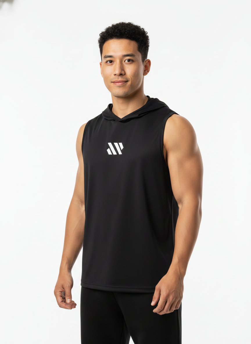 Men's Sleeveless Hooded Gym T-Shirt | Athletic Workout Hoodie
