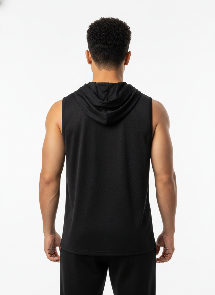 Men's Sleeveless Hooded Gym T-Shirt | Athletic Workout Hoodie