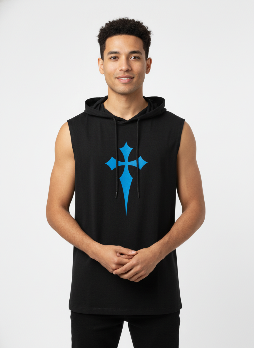 Men's Sleeveless Hooded Gym T-Shirt | Premium Athletic Muscle Fit Hoodie | Training & Casual Wear